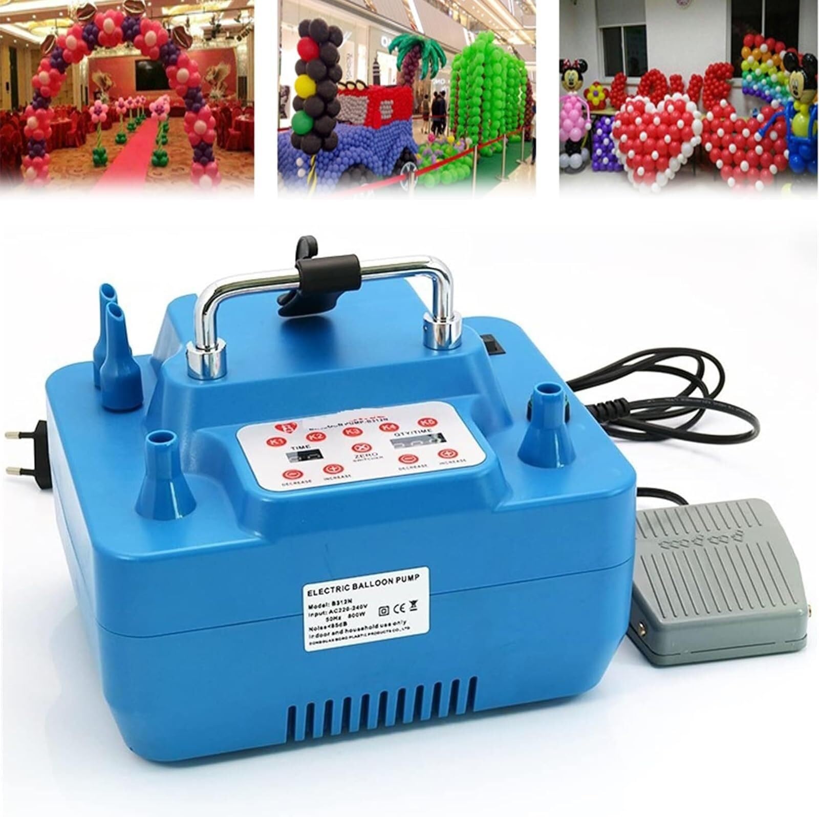 Electric Air Pump with Portable Handle, Electric Balloon Pump, Can Be Timed, High Speed and High Torque Motor Inflatable in 3 Seconds, for Party, Wedding, Birthday