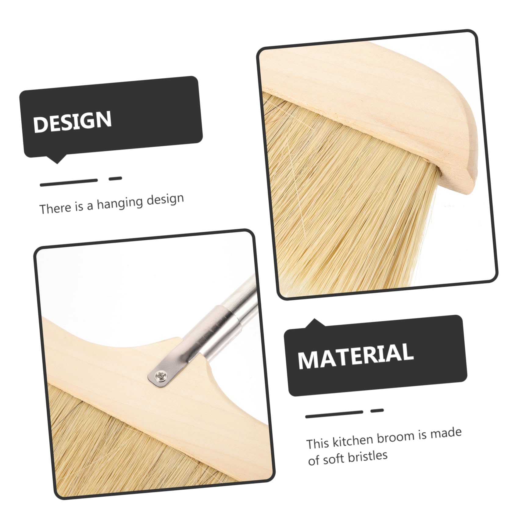 PERSELOSO Bristle Broom with Long Handle Heavy Duty Household Cleaning Brush for Efficient Floor Sweeping and Dust Removal for Hardwood and Carpet Surfaces