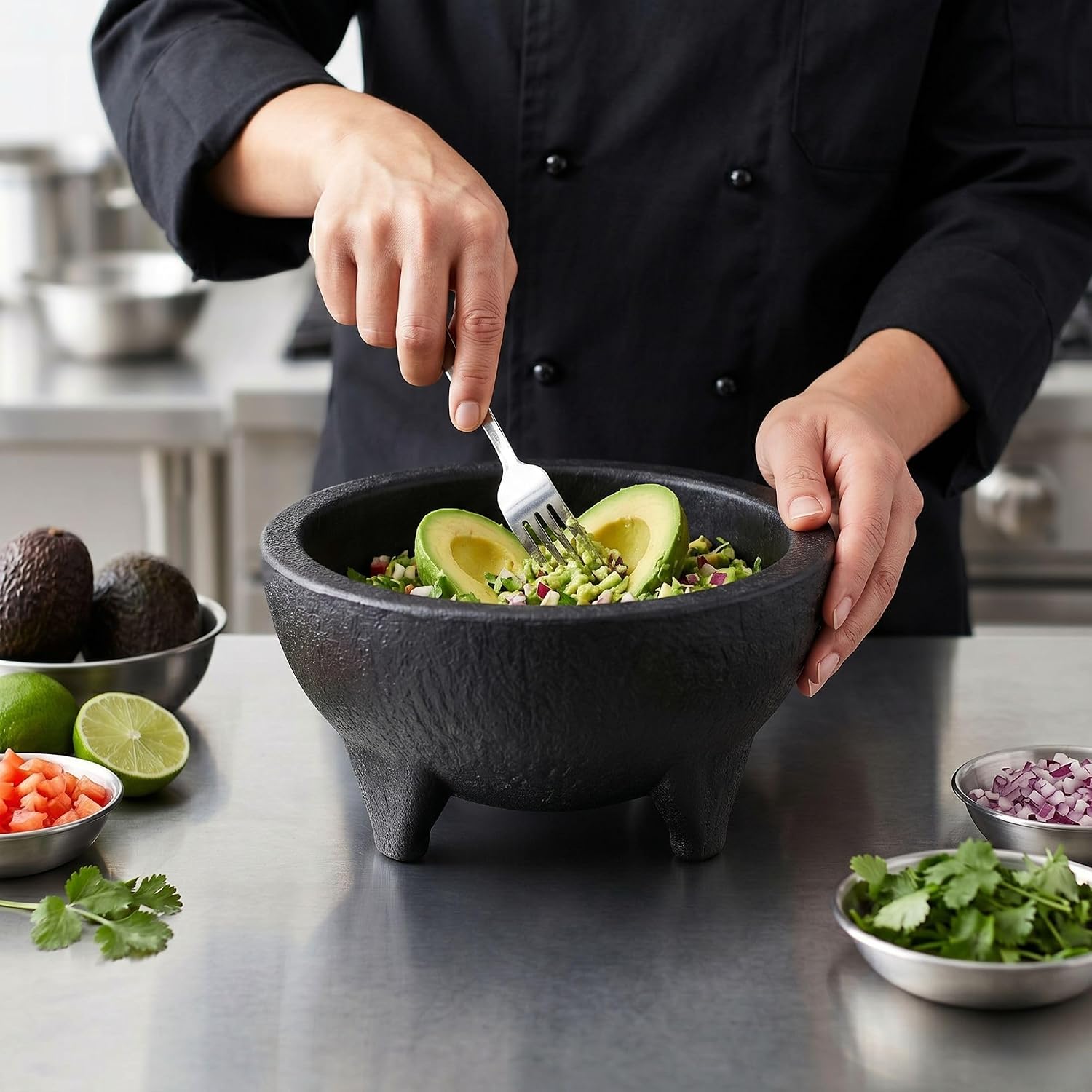 Restaurantware 56 oz Round Black Plastic Thermal Molcajete Bowl, 10 Pack