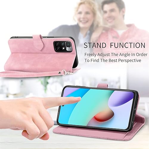 Miniatura 9 de Funda tipo cartera con diseño de almacenamiento con cremallera para Xiaomi Redmi Note 11 4G, piel agradable al tacto con cierre magnético y ranuras