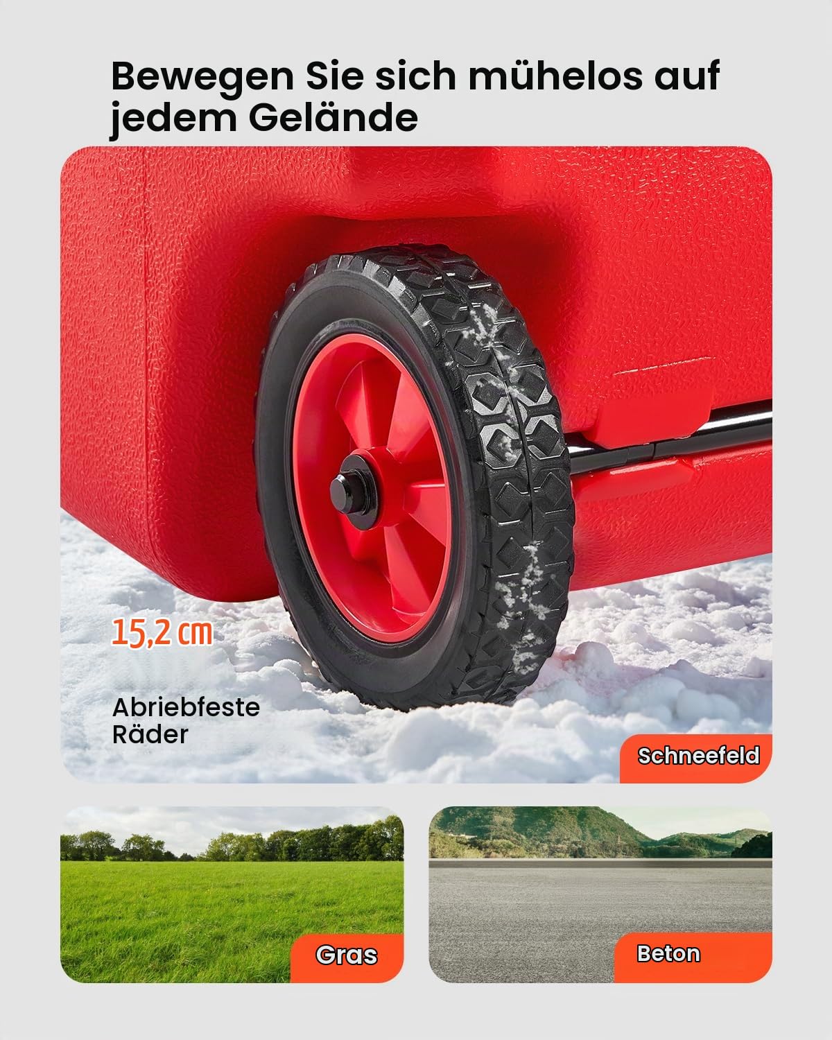 VEVOR Kraftstofftrolley, 56,78 L, Kraftstoffkanister mit Schwerkraft- & Handpumpenmodus, Benzinkanister, 3 m Förderschlauch & Handpumpe, Gasbehälter für Motorboote, Geländefahrzeuge, Benzin & Diesel
