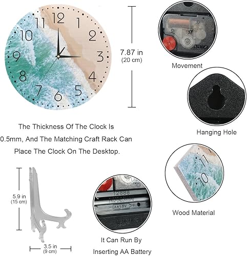 Miniatura 5 de Reloj de pared personalizado con imagen, imagen, texto, texto, palabra, logotipo, 8 pulgadas, de madera silenciosa, funciona con pilas, relojes