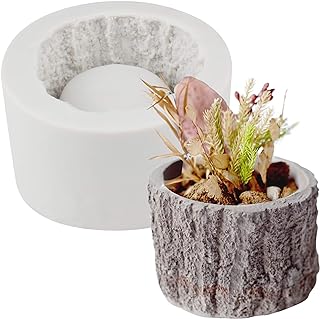 FUNSHOWCASE Small Tree Stump Flower Pot Silicone Mold for Epoxy Resin Concrete Clay Succulent Planter Ashtray Candle Holder 2.8x2inch