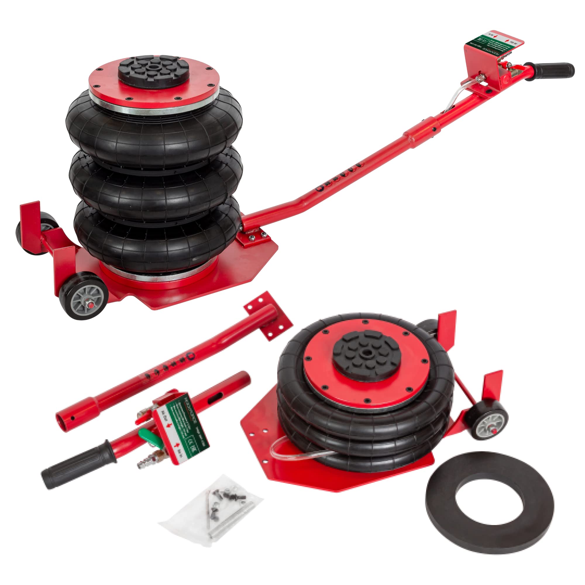 ROCKFORCE Triple Bag Air Pneumatic Jack for Car Repair Lift 3 Ton Capacity Portable Trolley