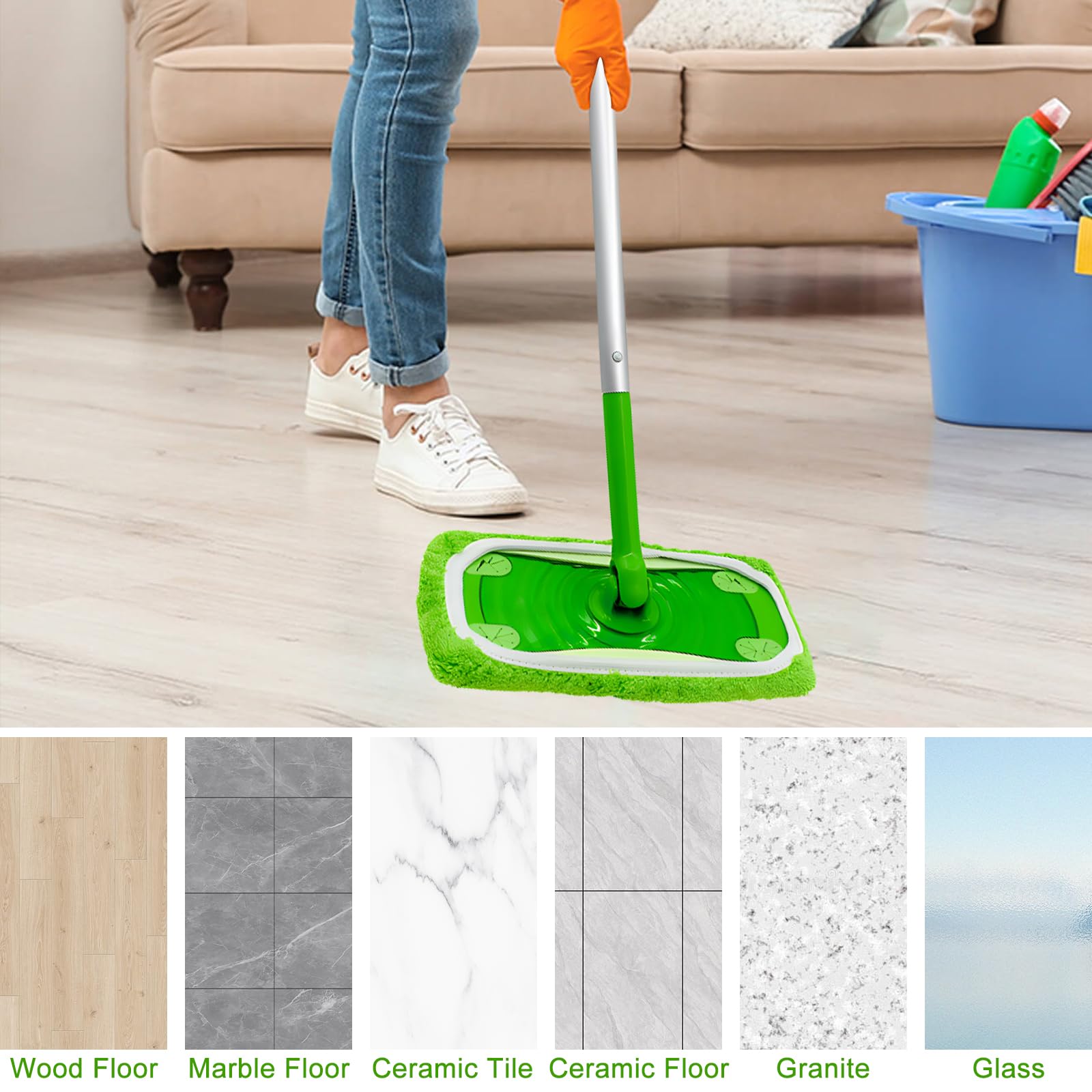 Sostituzione delle testine del mop, tampone di ricambio per mop a testa piatta riutilizzabile per la pulizia e lo sfregamento di pavimenti bagnati o asciutti, 16,5 x 6,3 pollici(Viola