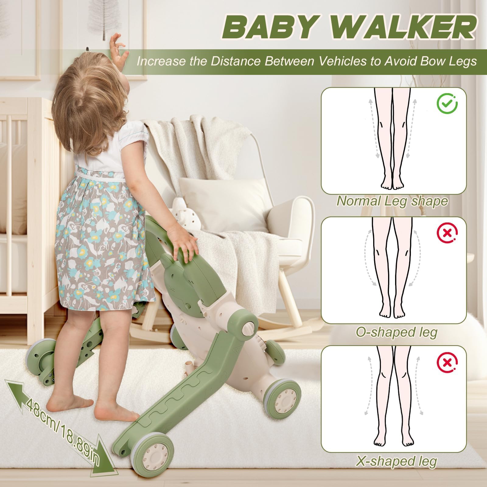 Trotteur Pour Bébé 3 en 1,Musique et Jouets, Trotteur à Vitesse Réglable, Trottinette et Vélo d'équilibre,Contrepoids Réglable,pour Bébé à Partir de 6 Mois