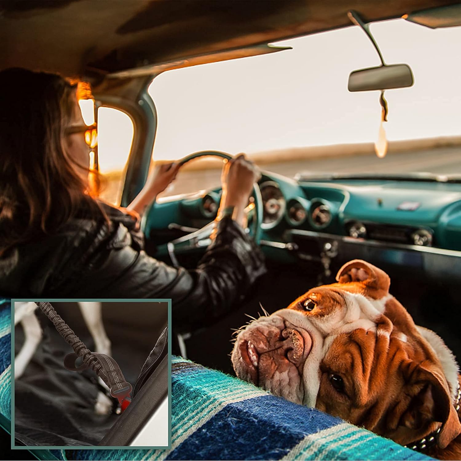 BUMBIN Dog Harness for Large Dogs No Pull, Tactical Dog Harness, with Handle, Adjustable Dog Vest Harness, 6Ft Bungee Dog Leash Large Dogs, No Pull Shock Absorbing Dog Leash with Car Seat Belt