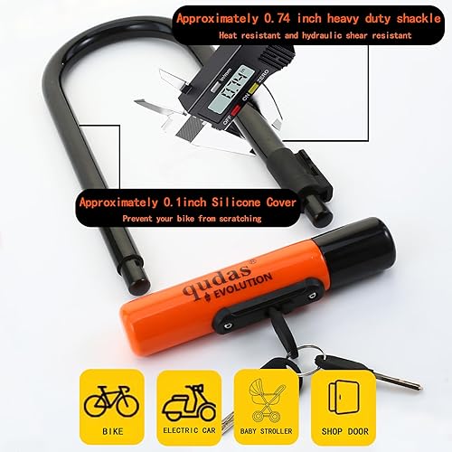 Miniatura 6 de Cable antirrobo de marca alemana resistente con bloqueo en U para bicicleta, soporte de montaje resistente con silicona protectora y cubierta