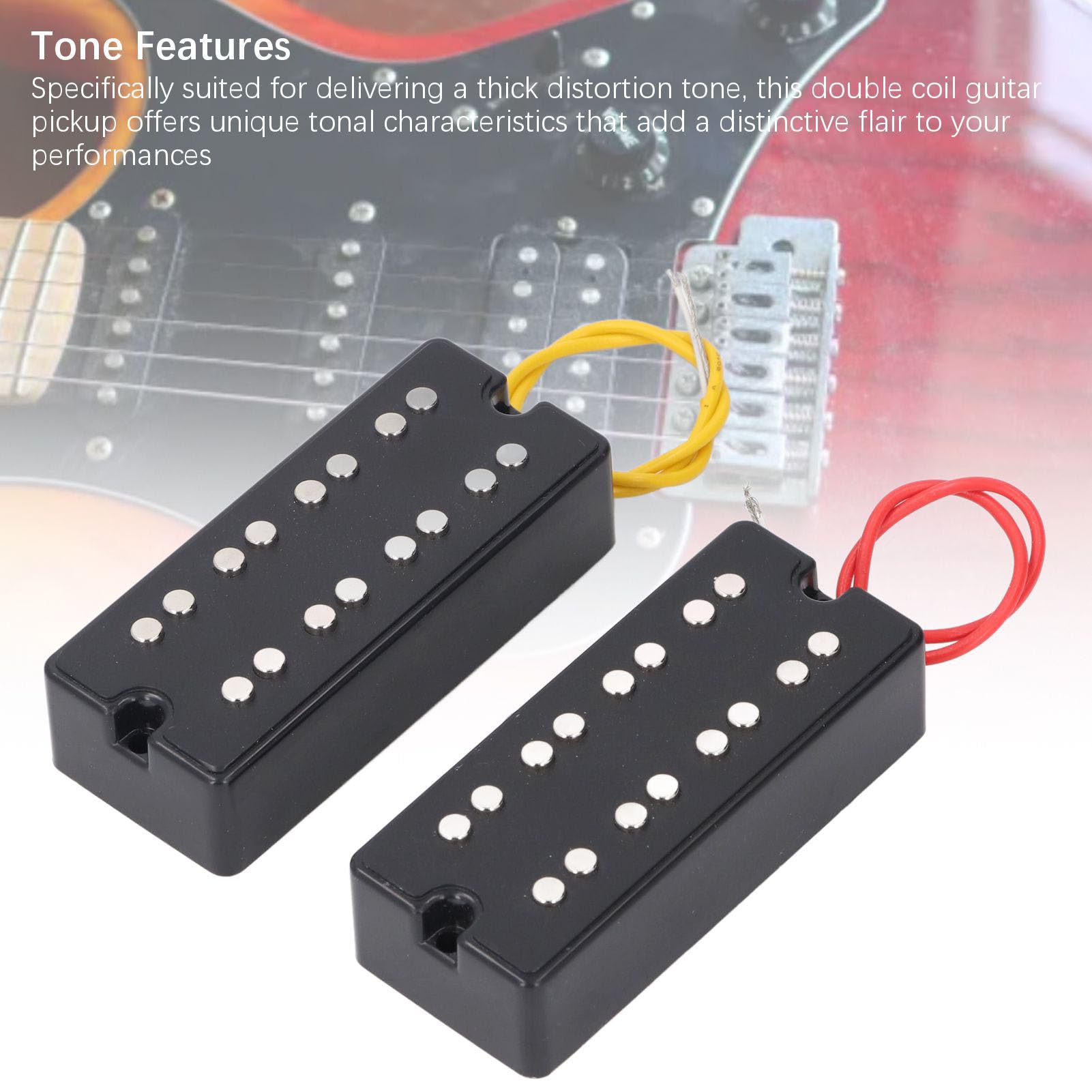 Luocute Bass Humbucker Pickups Vintage Tone Zestaw do 4 -strunowego Basu Elektrycznego, Czarne Otwarte w Stylu 2 Otwory Podwójne Cewki, Pickupy Gitarowe z 4 śrubami