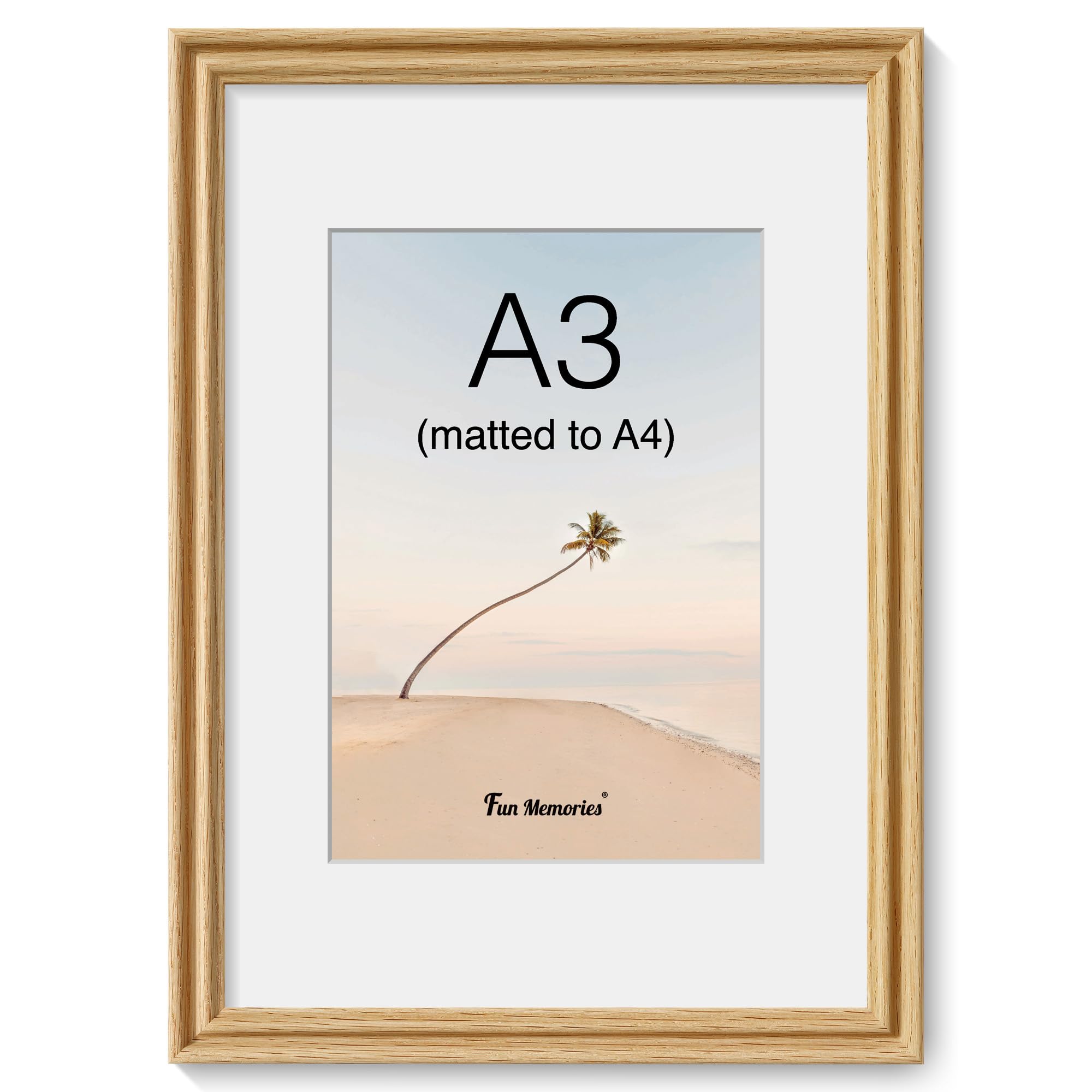 A3 Picture Frame, USA-Sourced Oak Wood Picture Frame A3(29.7x42 CM), Photo Frame with High Tempered Glass, Wooden Frame Matted to A4 Photo Wall Mounted, 1 Pack — image 1