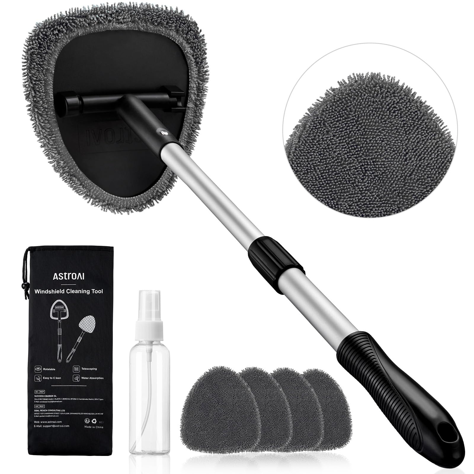 AstroAI 26" Super-Long Windshield Cleaner Tool &amp; Car Interior Detailing Kit