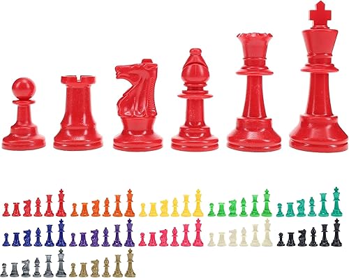 Miniatura 8 de WE Games Color Bright Plastic Staunton - Piezas de ajedrez para torneos con 3.75 pulgadas King - Juego de medio ajedrez solo de piezas de ajedrez,