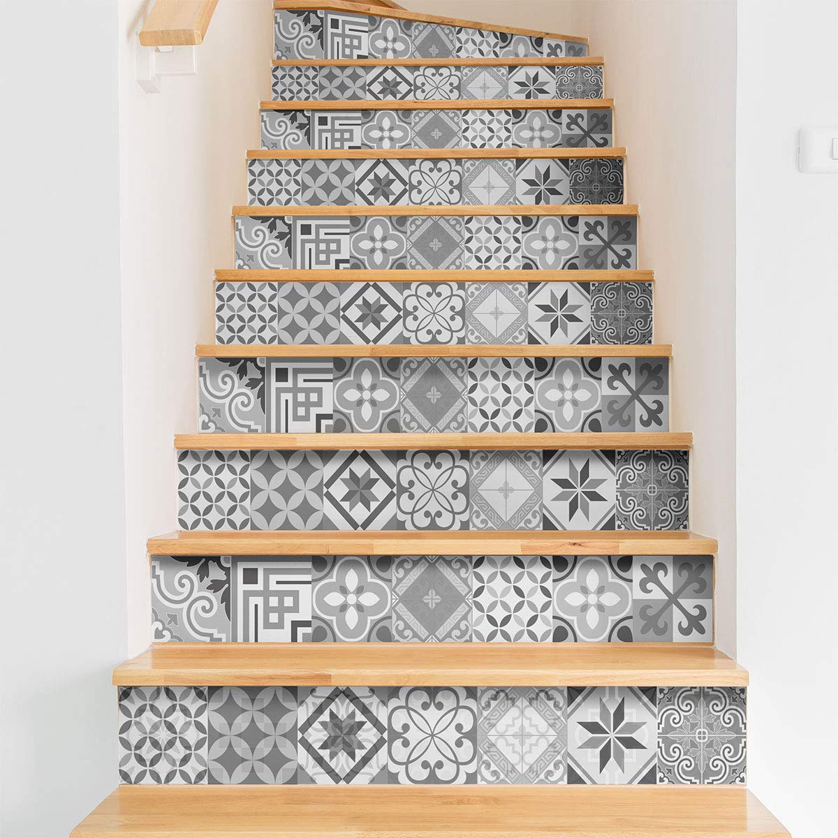 Ambiance Sticker Peel and Stick Stairs Micalina Decorative Sticker, DIY Home Decor, Peel and Stick Removable Stickers, Self Adhesive Decals for Stairs - H30 xL105 cm - 2 Stickers of 15 x 105 cm