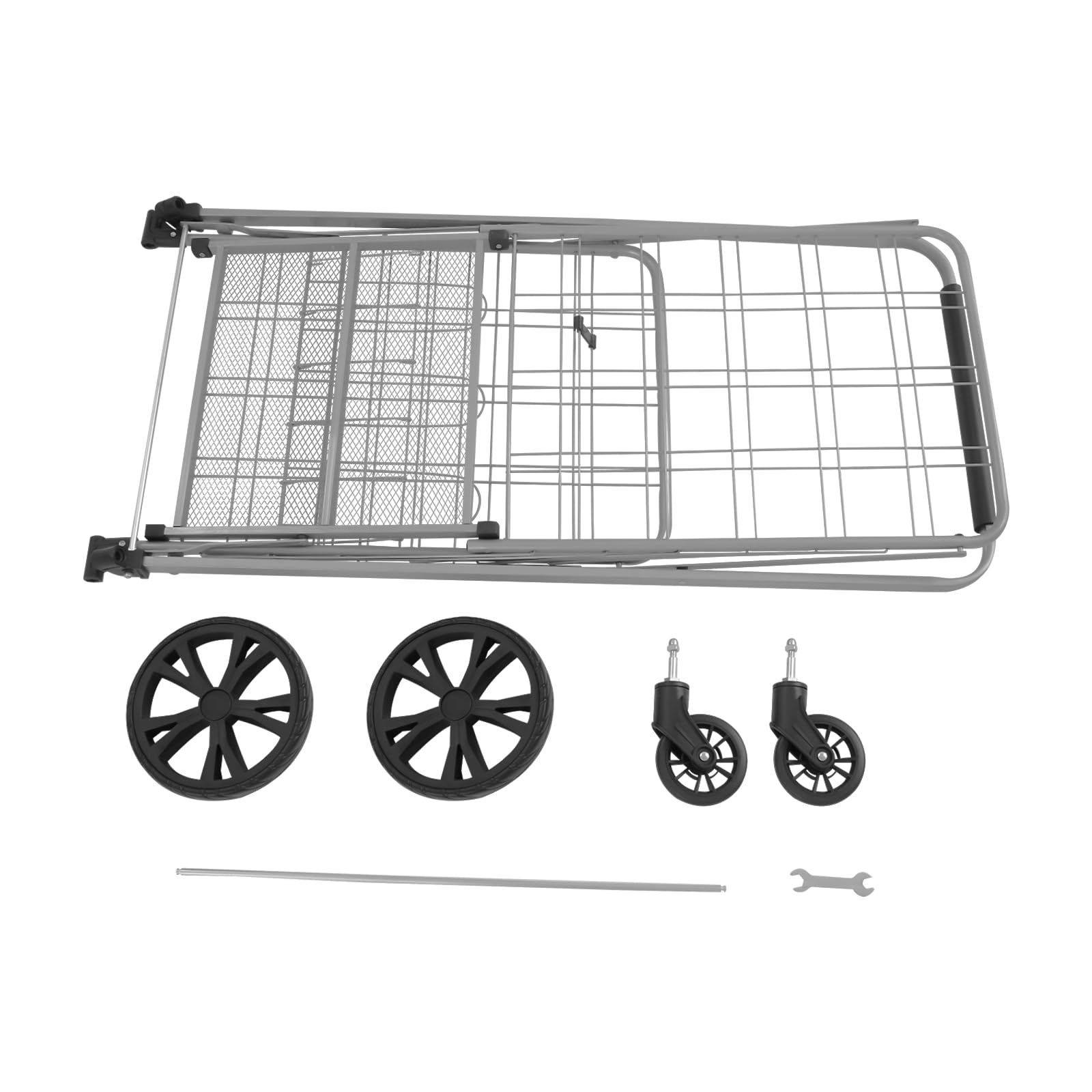 Carrello per la spesa, pieghevole, doppio cestino per la spesa, in ferro, portatile, con ruote fino a 50 kg, per biancheria, shopping, bagagli