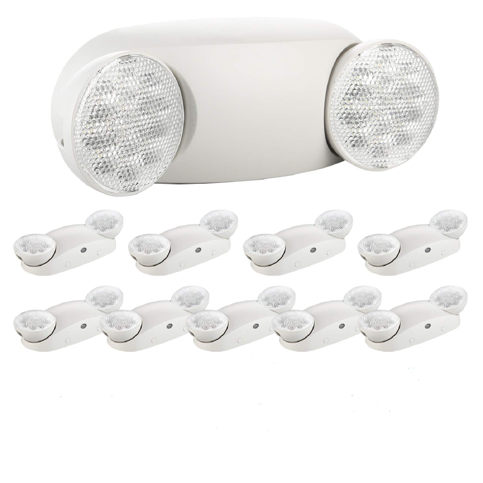 SPECTSUN 10 Pack LED Emergency EXIT Sign Lighting Combo- 120-277V Emergency Exit Lights for Home Power Failure-UL 924 Certified Commercial Emergency Light Fixtures,Ebulb Led Light Bulb