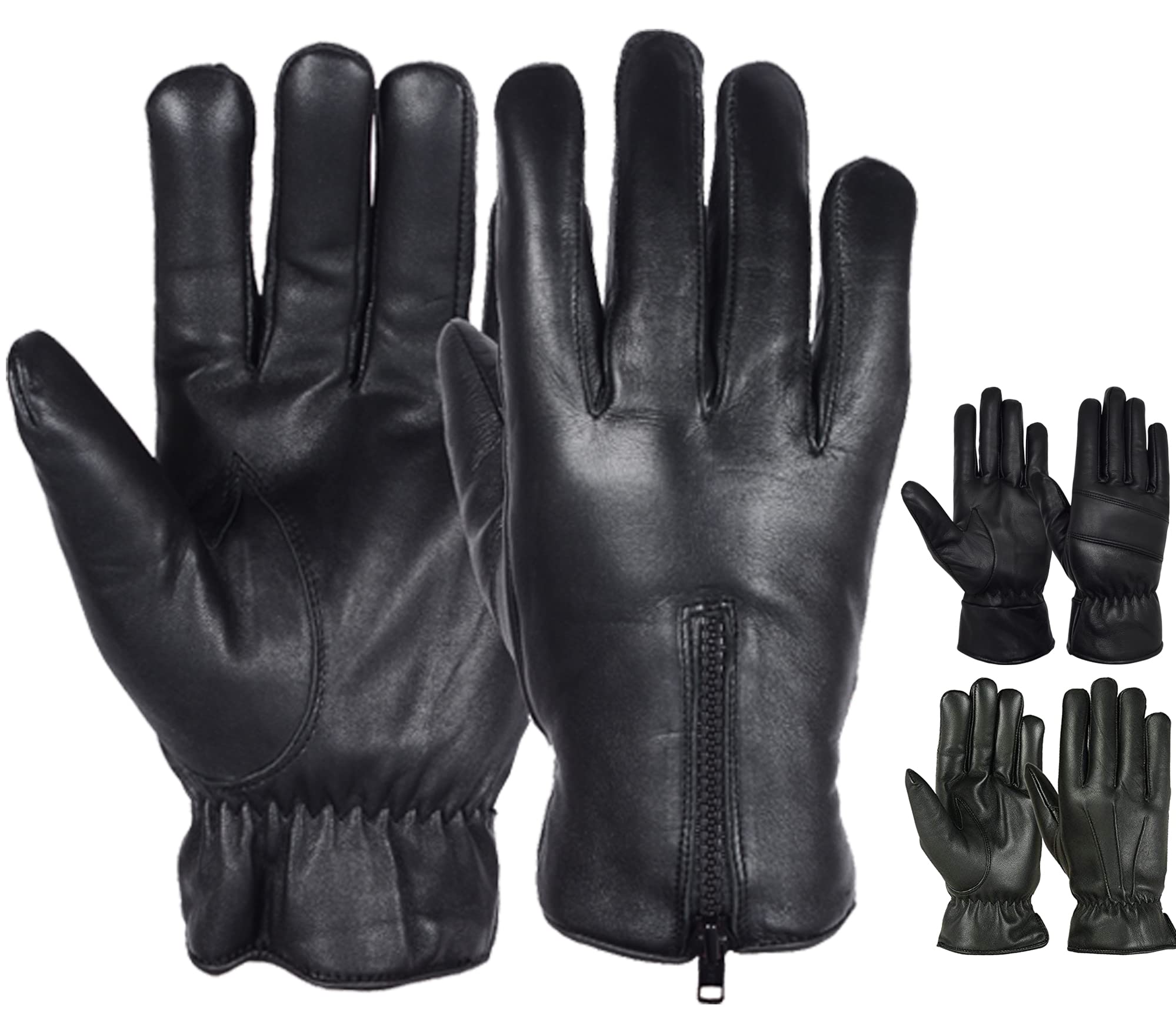 MRX BOXING & FITNESS Mens Warm Winter Leather Gloves Dress Motorcycle Driving Cold Weather Thermal Lining