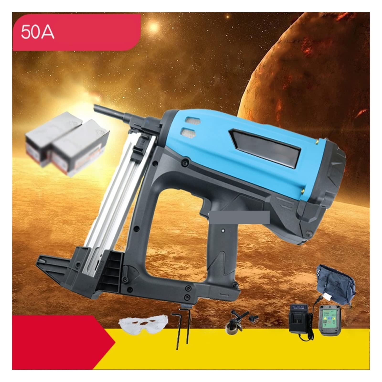 GSN50 elektryczny pistolet do gwoździ drzwi i okna gwoździarka do betonu bezprzewodowy zszywacz do kadrowania lekki przenośny z plastikową obudową (Color : 3, Size : Blauw)
