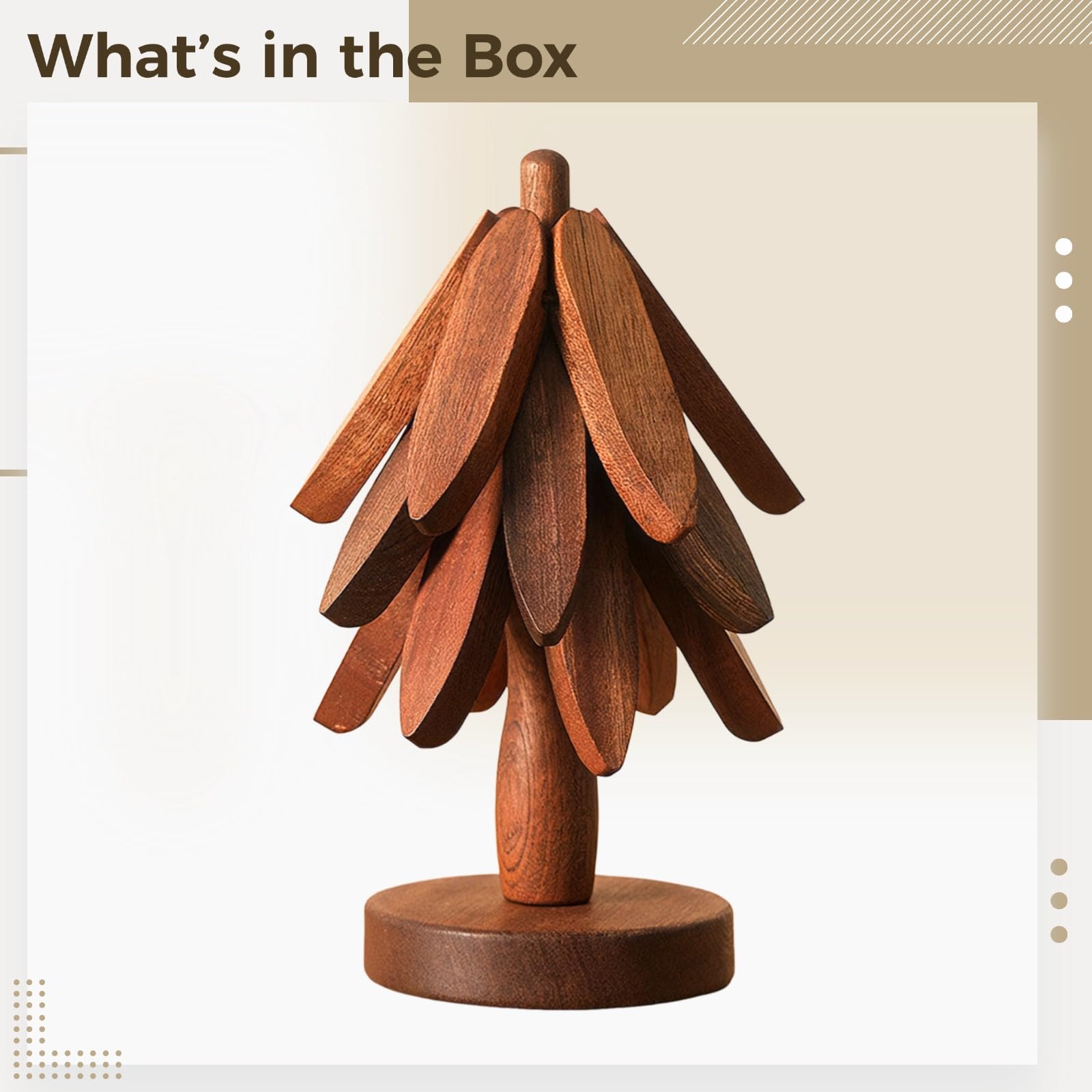 3 Stück Holzuntersetzer mit Sockel, Walnussfarbe, natürliches Baum-Design für heiße Gerichte, Töpfe und Tassen