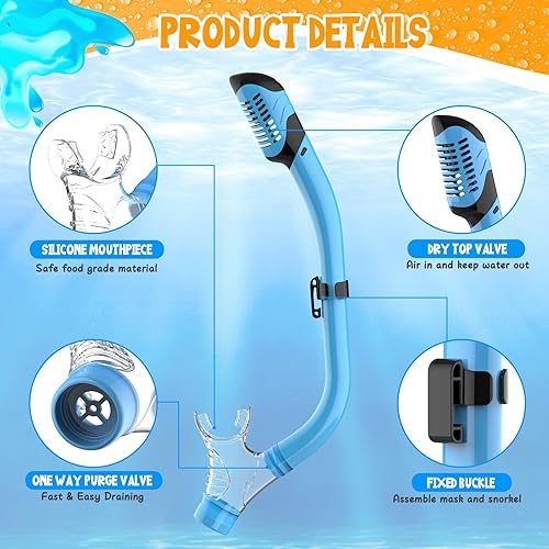 Miniatura 4 de Kids Snorkel Set, Dry Top Snorkeling Gear for Kids, Diving Mask for Youth Boys Girls Age 5-15, Tempered Glass Swimming Goggles Combo Set, Anti-Fog