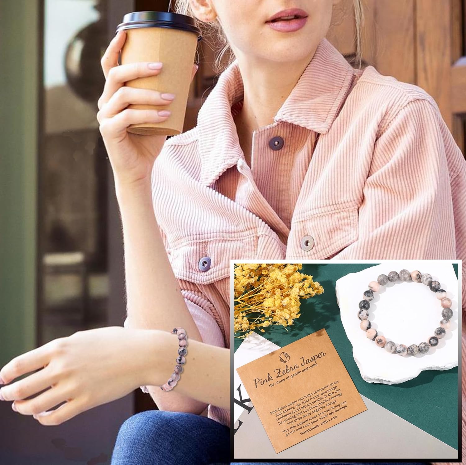 SONNYX 12 Pcs Crystal Stone Bracelets for Women Men Semi-Precious Gemstone Bracelets 8mm Stone Beaded Bracelets Round Beads Stretch Bracelet Jewelry - Image 2