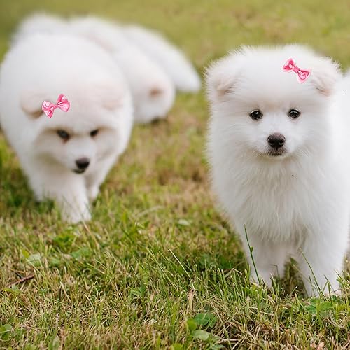 Miniatura 5 de 12 lazos para el pelo de color rosa para perros, lazos de tamaño pequeño, lindos lazos para perros hembras, lazo hecho a mano para cachorros con