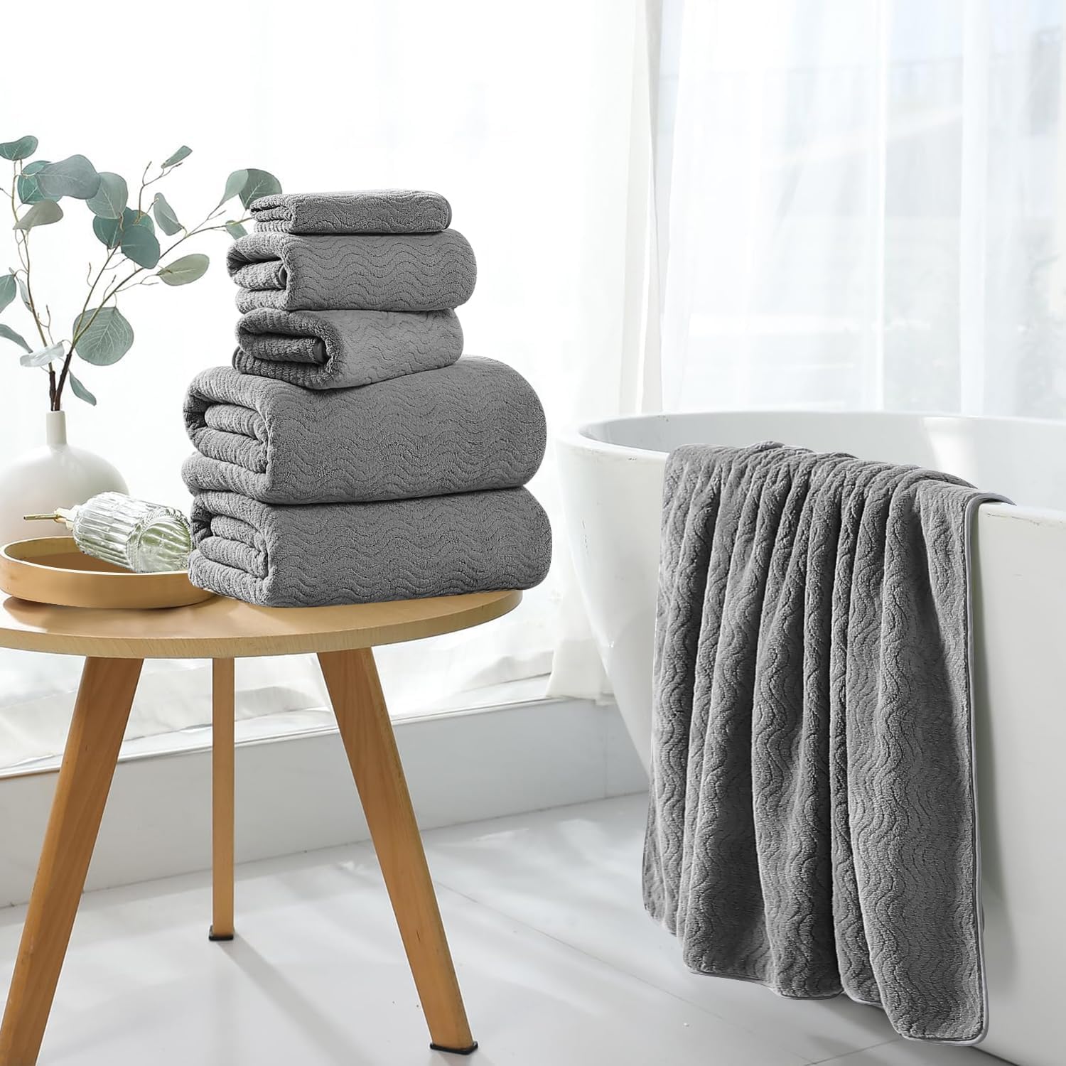 4 Pack Washcloths Set 13"x13",Grey Towel Set for Bathroom,Highly Absorbent & Quick Dry Premium Towel for Daily Use,Soft Microfiber Multipurpose Washcloths Towel Set for Hotel, Spa,Shower,Gym