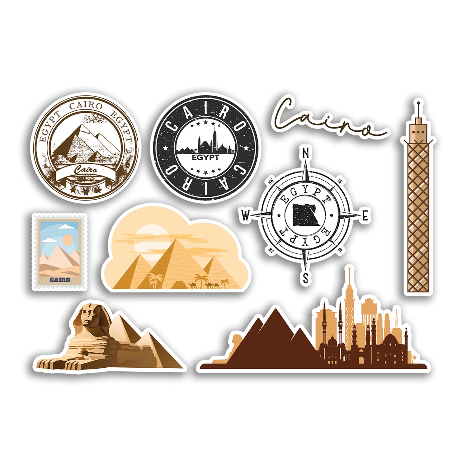 Dv Design Multi A5 Sticker Sheet Cairo Vinyl Stickers - City Landmarks Stamp Egypt Pyramid Holiday Travel #78508