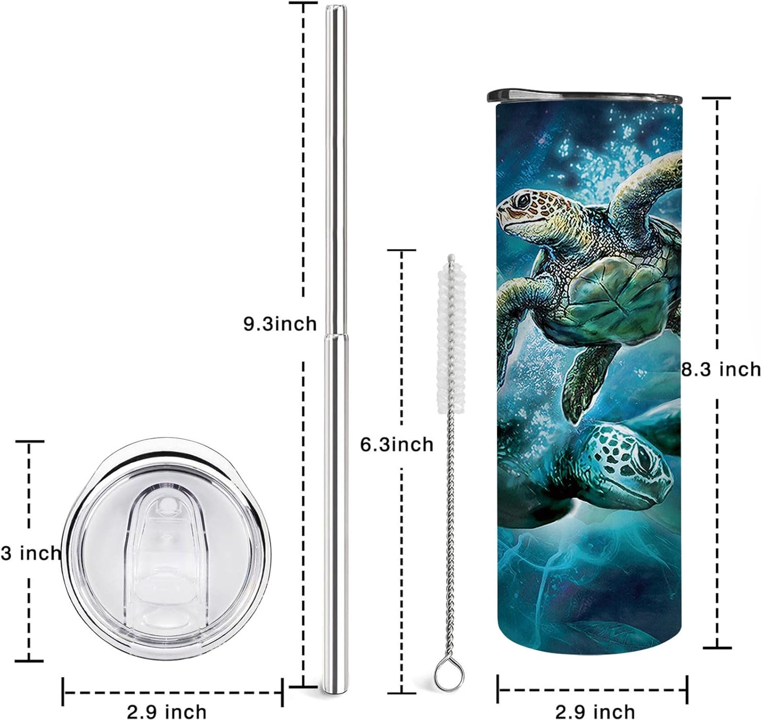 Sunmdecor Sea Turtle Coffee Mug, 20oz Tumbler with Lid and Straw - Double Wall Insulation Stainless Steel Cups For Hot or Cold Beverages, Perfect For Travel, Office, and Christmas Gifts - Image 2