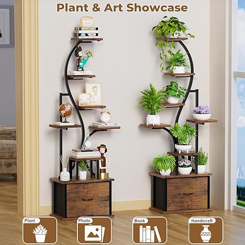 Miniatura 5 de Soporte para plantas de interior con luces de crecimiento - Estantería iluminada de 8 niveles para plantas de interior con cajón, soporte grande de