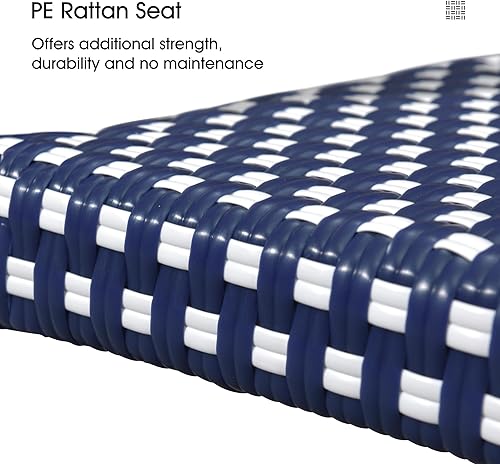 Miniatura 7 de PURPLE LEAF Juego de 2 sillas de comedor francesas para exteriores, sillas de mimbre de aluminio tejidas a mano para jardín, cocina, patio, porche,