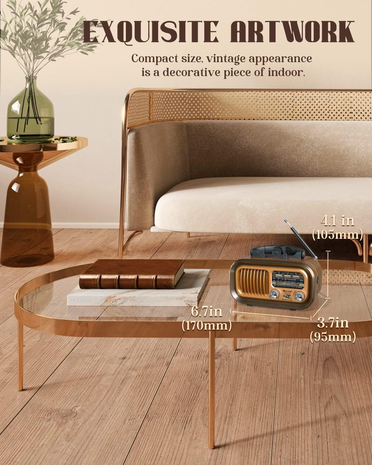 Small Retro Vintage Radio with Bluetooth,Portable Transistor Radio AM FM SW with Best Sound,Excellent Reception,Support TF Card USB MP3 Player,Rechargeable Battery Operated : Electronics
