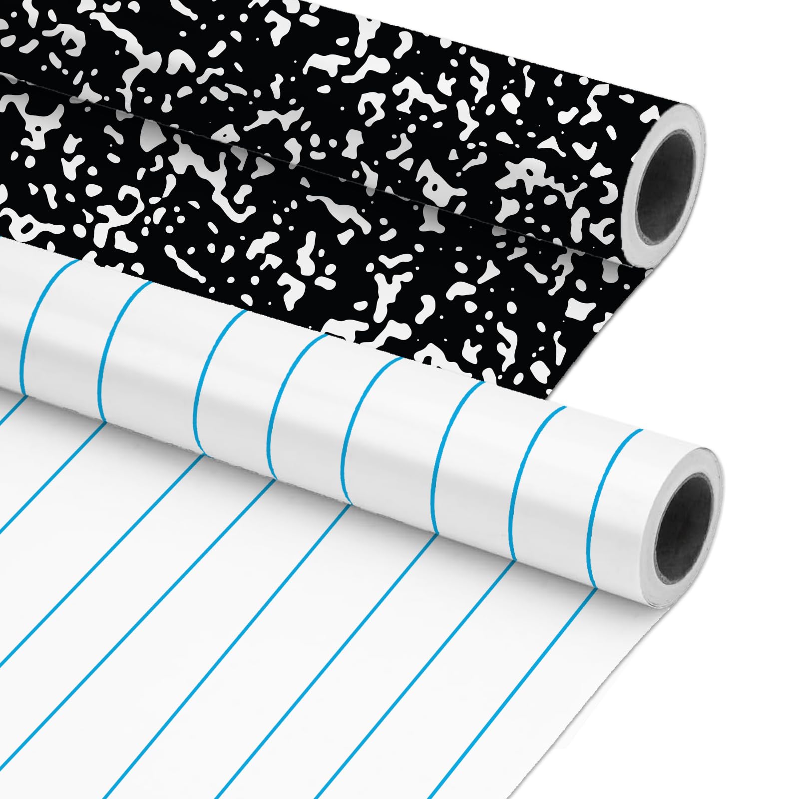 JarThenaAMCS 2 Rolls Back to School Bulletin Board Roll Lined Composition Notebook Waterproof Erasable Bulletin Board Paper Roll for DIY Craft Office Classroom Wall Decoration, 17 in x 16.4 Ft