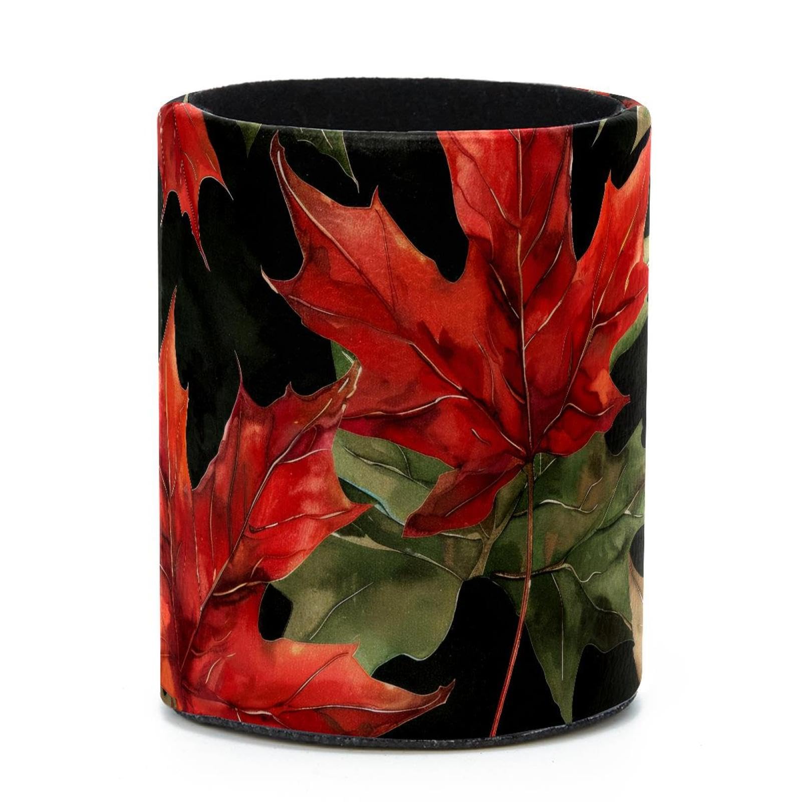 VAPOKF Round Pencil Holders for Desk, Artistic Leaves Pen Holders Pen Pot Makeup Brushes Storage Desktop Stationery Supplies Organiser for Home Office