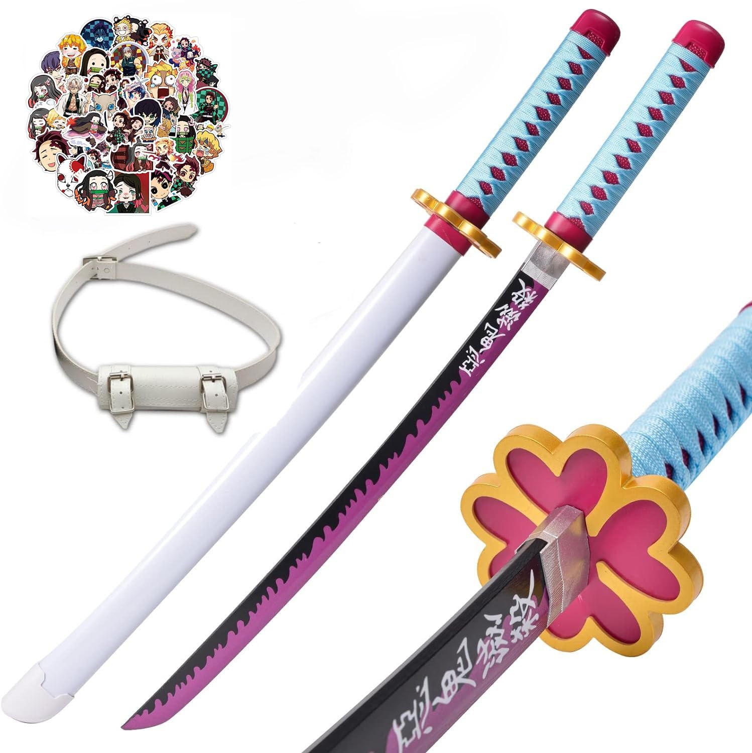 KHHK 31Inch Demon Swords Katana Anime Sword Samurai Tanjiro Cosplay Handmade Props Japanese Katana Handmade Abs Sheath Knife For Lovers Halloween Props sword 14+(Kanroji Mitsuri)