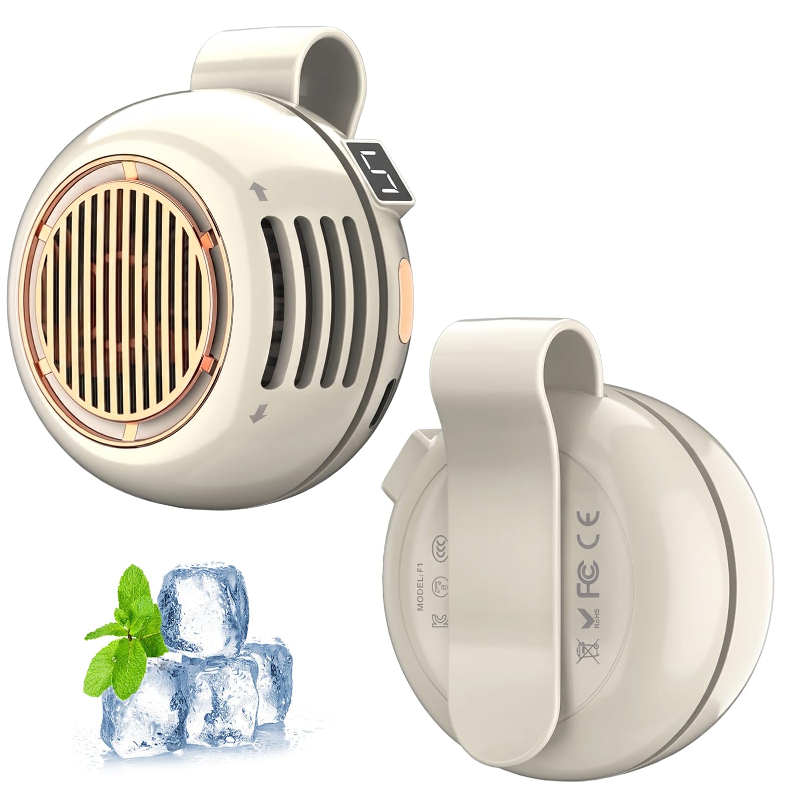 Xivicii Portable Silent Mini Bladeless Fan, Rechargeable Clip On Fan for Clothes, Wearable Personal Fan Clip On Waist & Neck, Hands-Free Cooling Mini Fan Clip On for Outdoor, Travel, Office