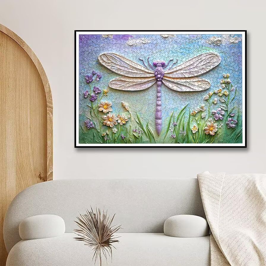 Puzzle 1500 sztuk kwiat dla dorosłych, drewniana ważka logiczna z pudełkiem na prezent dla dorosłych, wymagająca łamigłówka dla całej rodziny, puzzle na prezent dla kobiety i dekoracja domu, -6489
