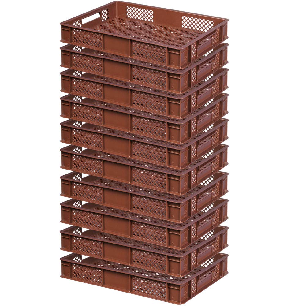 BRB 10 x pojemnik euro, dł. x szer. x wys. 600 x 400 x 90 mm, pojemność 15 litrów, brązowy
