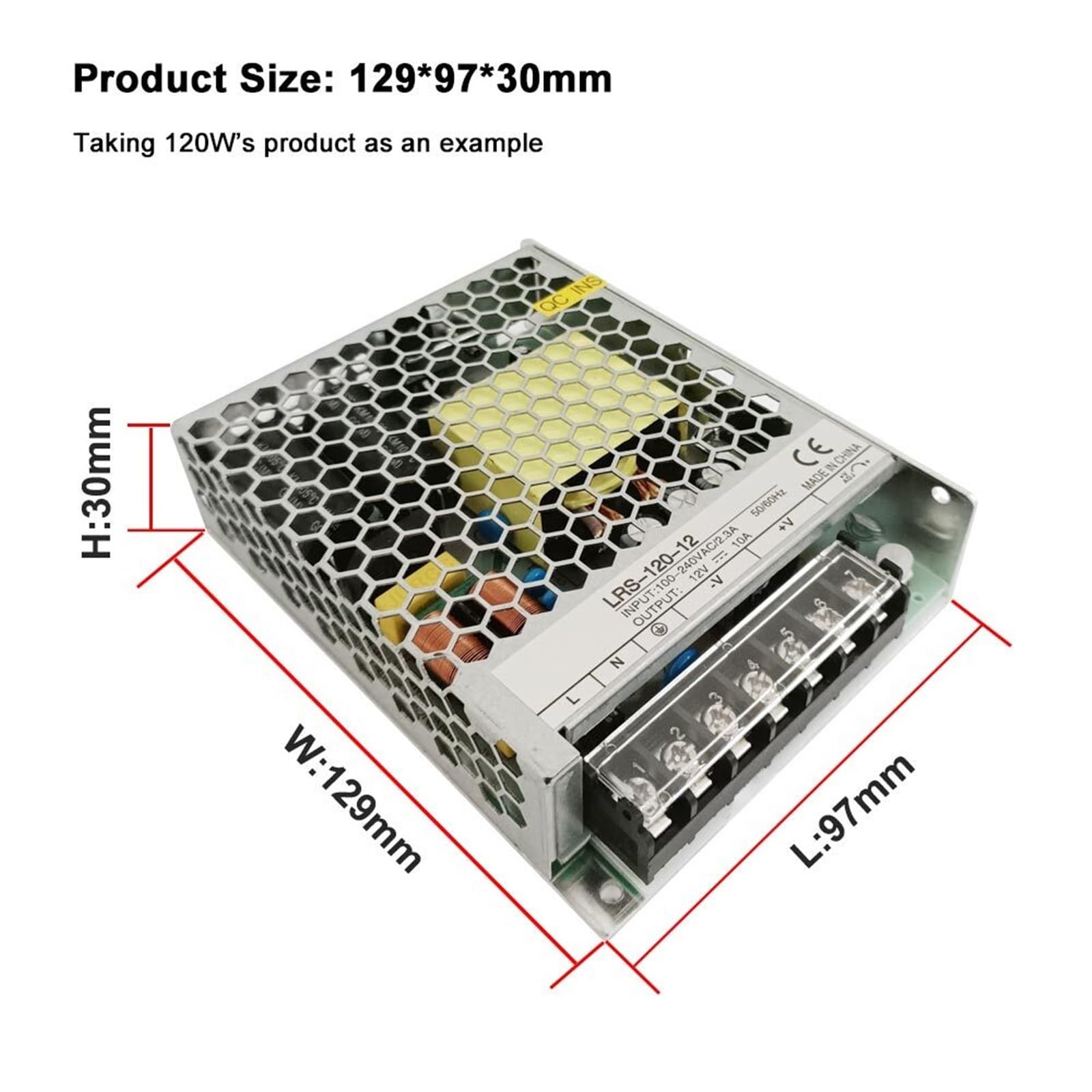 1 pz LRS-100W 120W Alimentatore switching a uscita singola 12V 24V sottile for apparecchiature di automazione di controllo industriale(LRS-120-12V 10A)