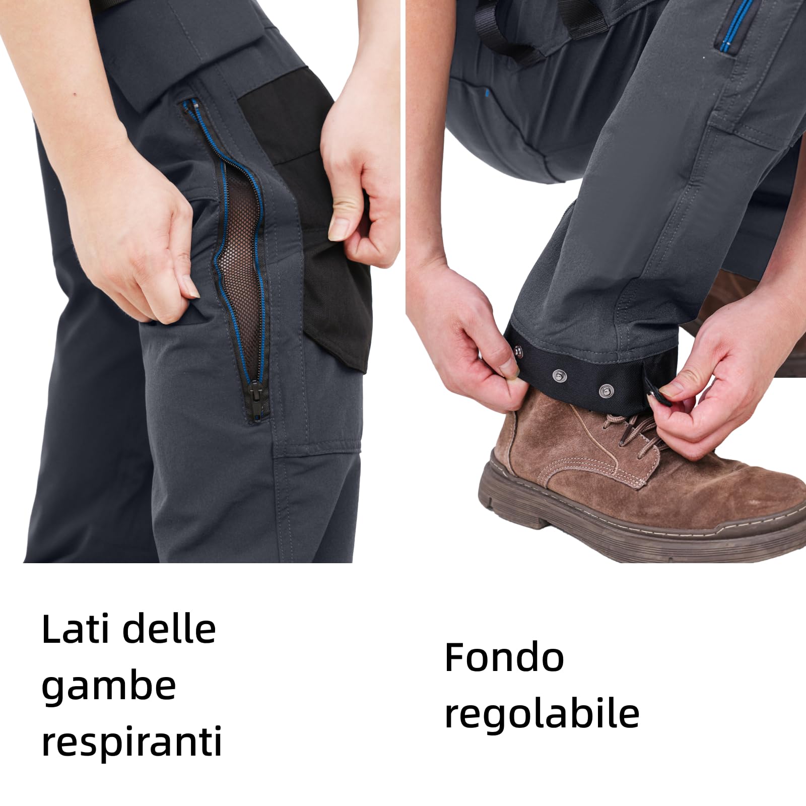 WORK IDEA Pantaloni da Lavoro Slim-Fit Stretch Uomo: Aree critiche del tessuto in Cordura – Eleganza resistente per diverse esigenze lavorative