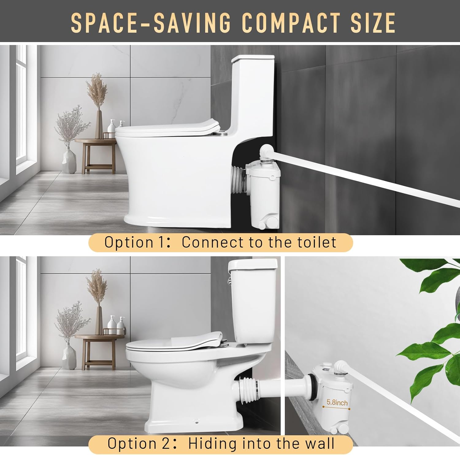 500watt Macerator Pump, Upflush Basement Toilet Pump System Max Pumping To V23 & H 235 Feet, 4-Inlet Sewerage Waste Water Disposal - Ideal For Macerating Toilet, Laundry, Bathtub