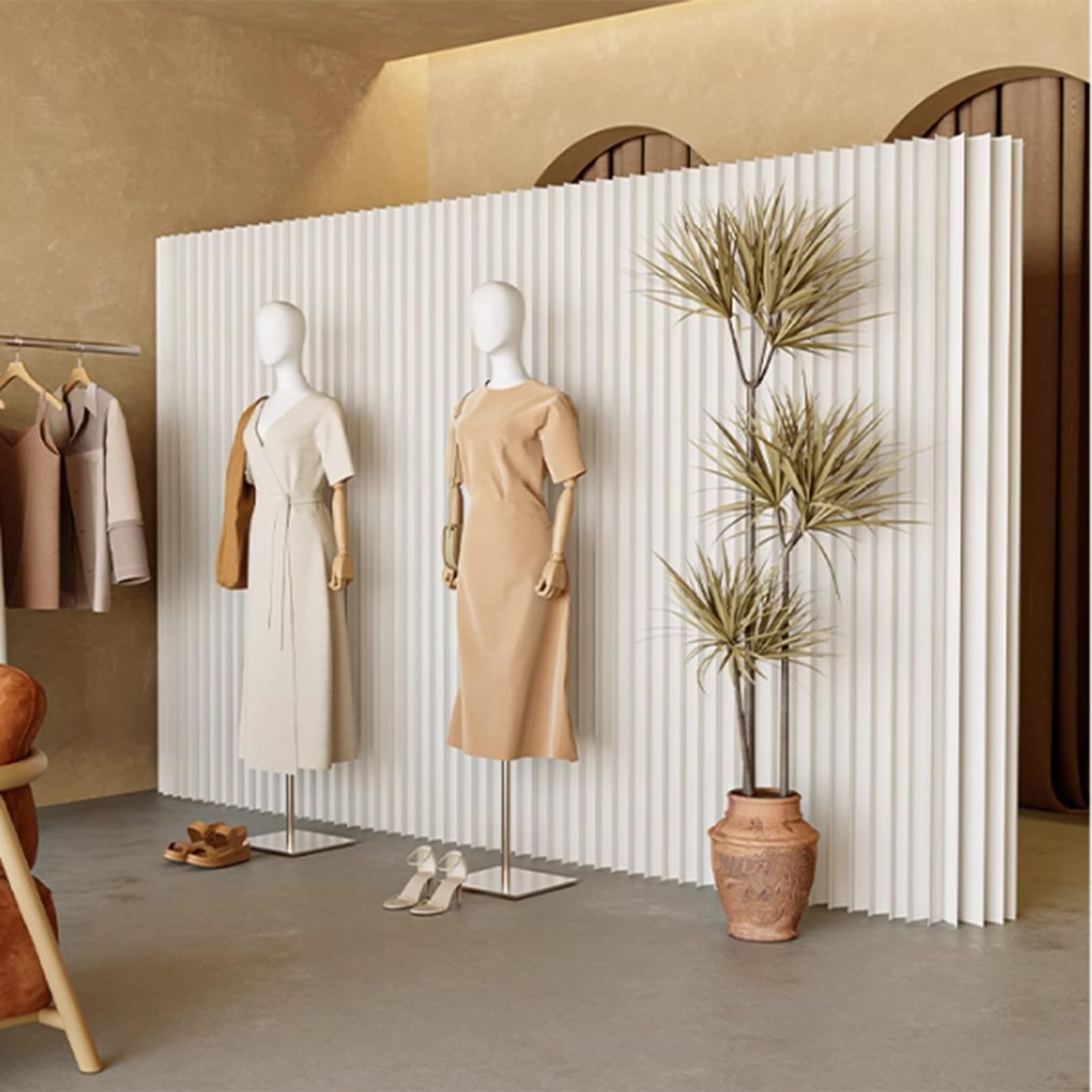 Raumteiler Paravent Moderne faltbare Raumteiler aus Papier, Büro-Wohnzimmer, Dekoration für Bekleidungsgeschäfte, Sichtschutz-Trennwand, flexibler und einziehbarer Bildschirm(White,4x2.1m/13.1x6.88FT)