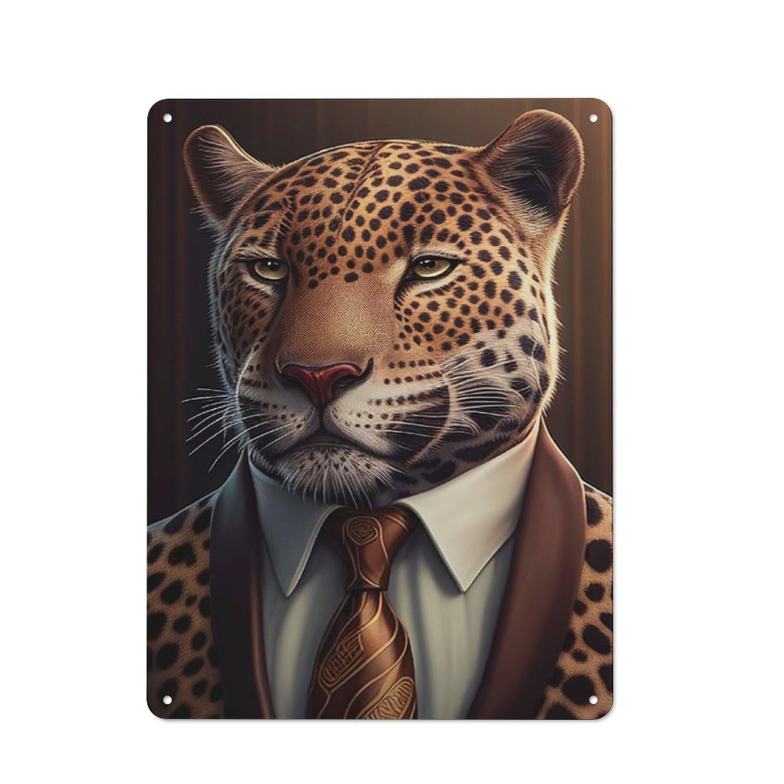 Jaguar Suit Animal Rustic Tin Sign 40x30cm for Pub Or Café, for Collectors Building A Themed Wall Display