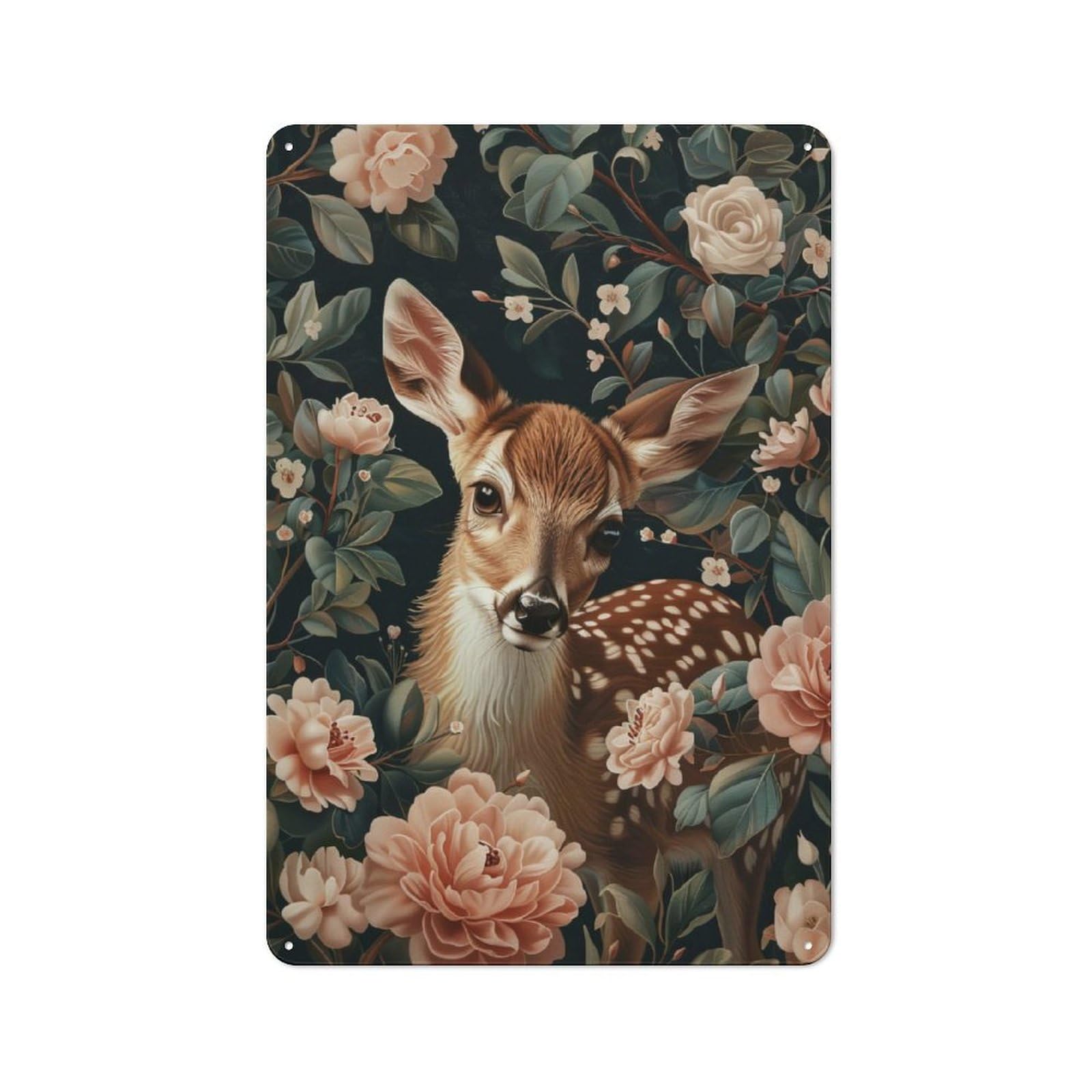 Junmoney Meadow Fawn Metal Wall Art Sign With Design 30X20cm, Modern Retro Urban Room Decor For Workspace, Cafe, Hallway Or Garage