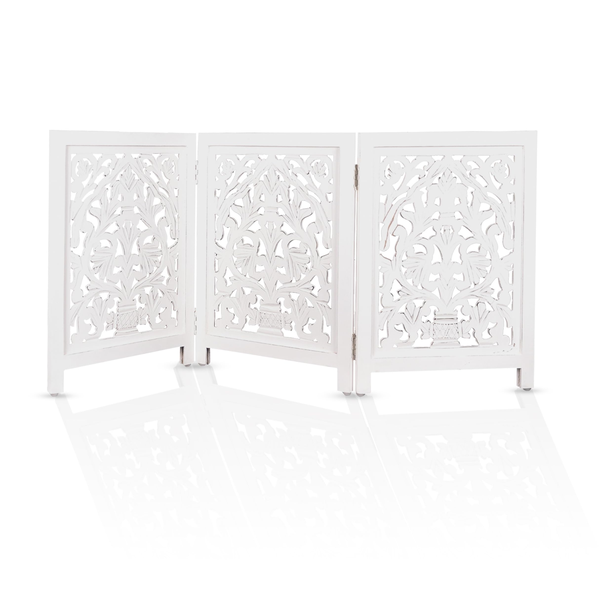 Decorative Wooden Pet Gate, Dog Fence, Cat Gate, Foldable, Adjustable, Portable, Extra-Wide, Wooden Dog Barrier, Free-Standing Puppy Gate 3 Panels for