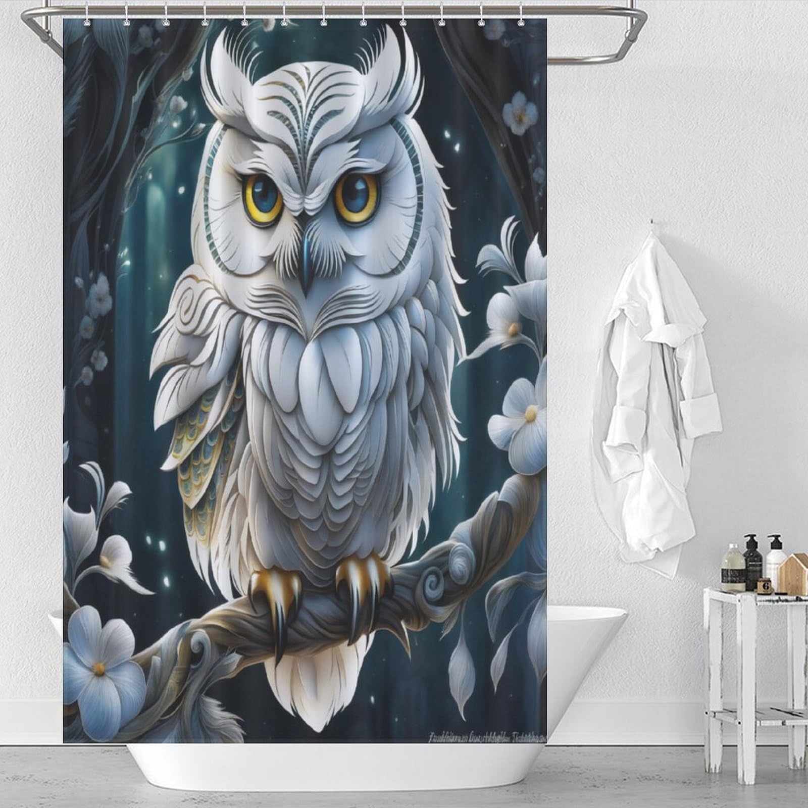 Rideaux de douche polyester imperméables 48x72Inch lavables avec 12 crochets