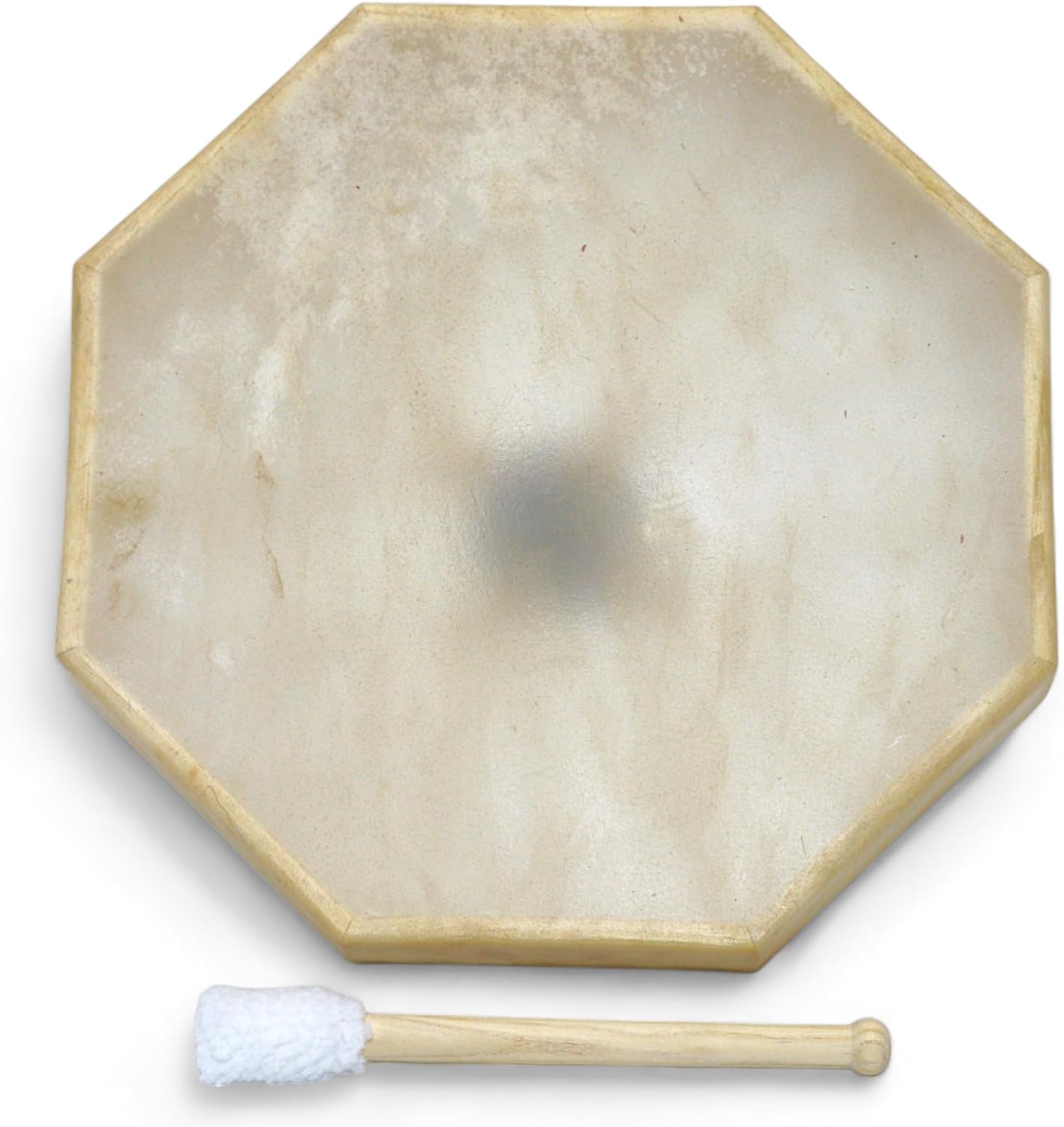 GMP Traditional Frame Drum/Bodhran with Handle | Natural Goatskin Head, Comes with Wood and Leather Mallet (18" Octagon)