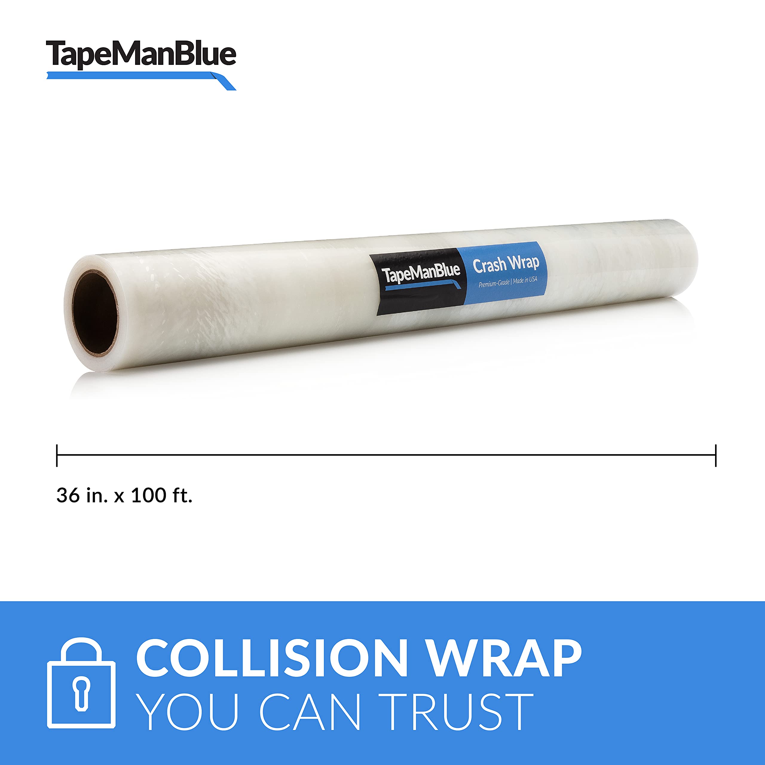 Crash Wrap, 36 inch x 100 feet, Clear Collision Wrap for Damaged Vehicles & Car Windows, Removes