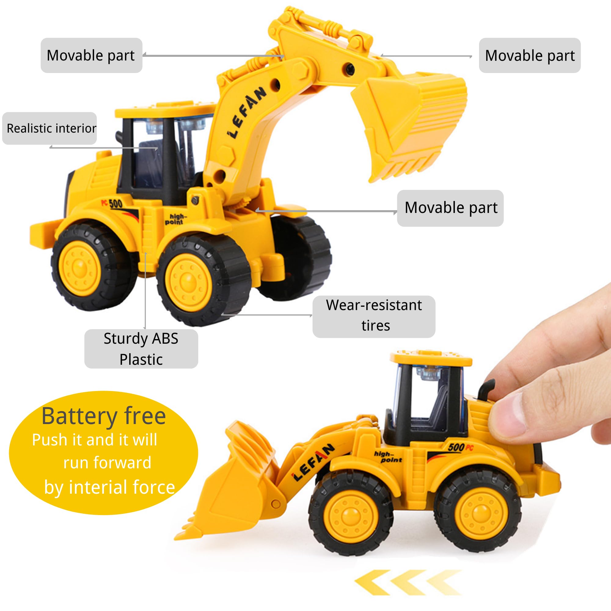 7-1n-1 Construction Vehicles Toys Set with Play Mat - 7 Sturdy Engineering Trucks Toys, 27.6 * 31.5inche Play Mat, Christmas Birthday Gift for Toddlers Boys 3 4 5 6 7 Years Old