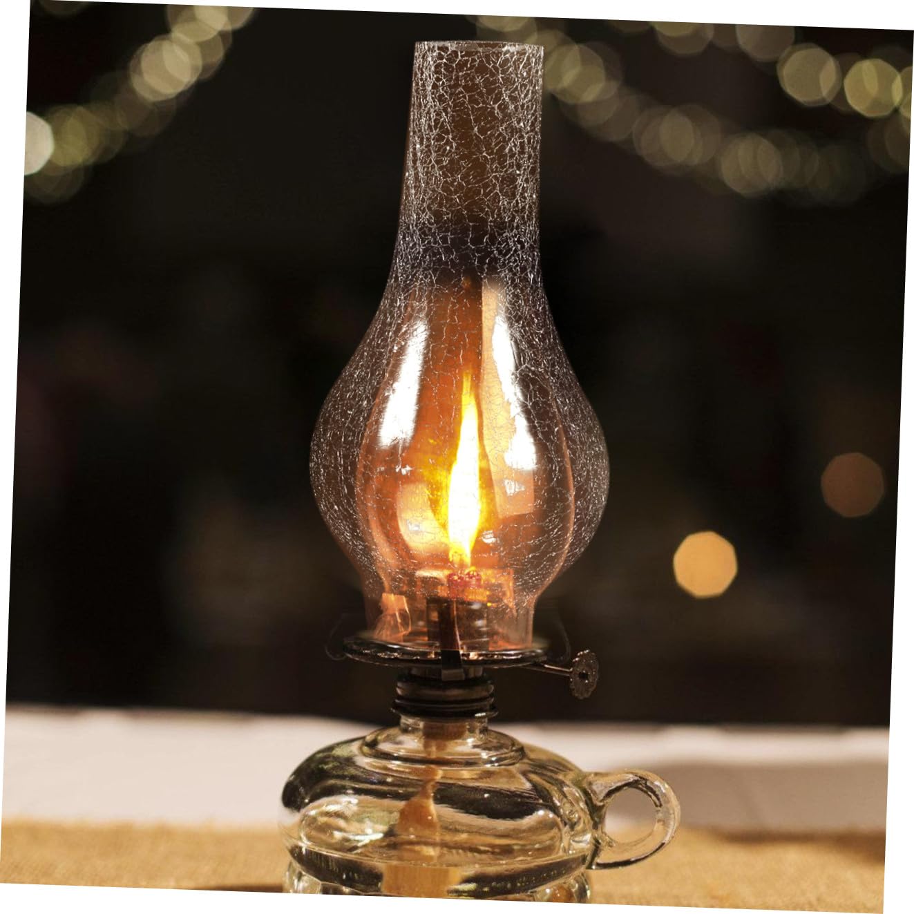 Paralume Vetro Lampada Cherosene Effetto Crepa, Retrò | Compatibile Olio e Cherosene, Finitura Trasparente Opaca, Uso Versatile in Casa