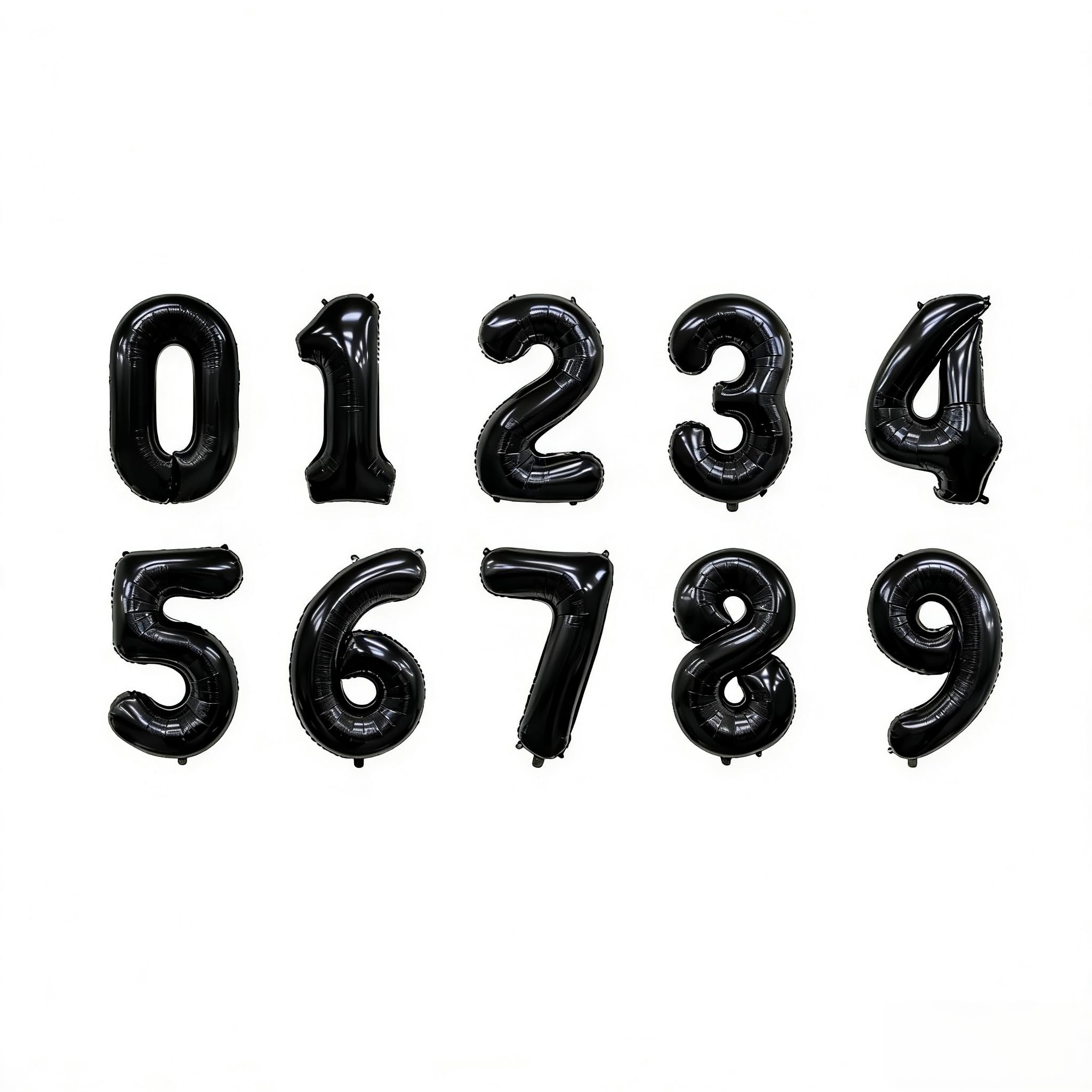 Photo 1 of 10 Pcs Black Number 0-9 Balloons 16 Inch Number Mylar Foil Balloons Custom Digital Balloon for Birthday Party Baby Shower Anniversary Party Decorations (Black)